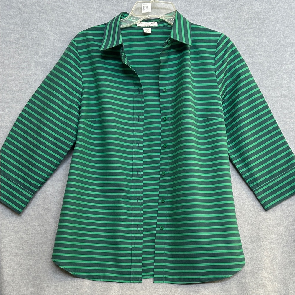 COLDWATER CREEK 100% NO IRON Wrinkle Resistant Packable Shirt 3/4 Cuff Sleeves - Picture 3 of 15